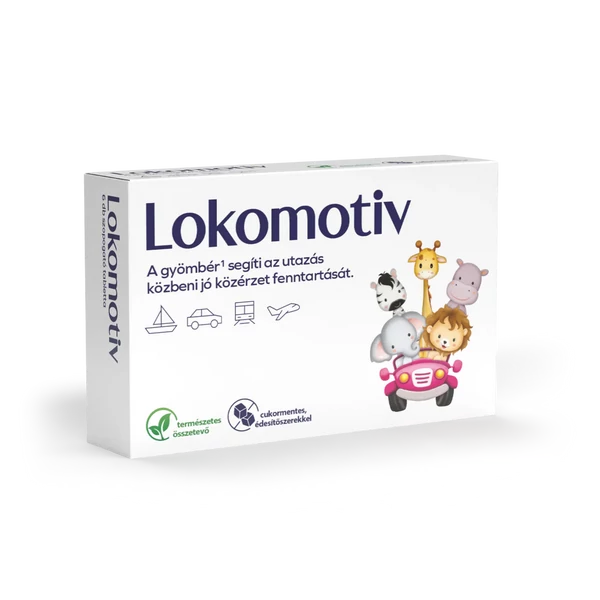 LOKOMOTIV GYÖMBÉRT TARTALMAZÓ, CUKORMENTES ÉTREND-KIEGÉSZÍTŐ SZOPOGATÓ TABLETTA 6X
