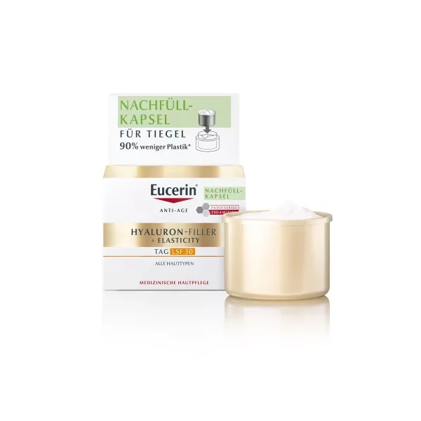 EUCERIN HYALURON-FILLER + ELASTICITY BŐRTÖMÖRSÉGET REGENERÁLÓ NAPPALI ARCKRÉM SPF30 ÖKO-UTÁNTÖLTŐ 50ML