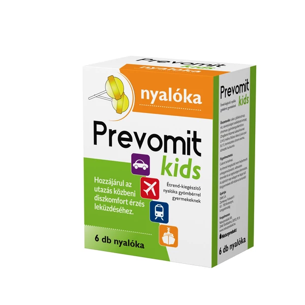 PREVOMIT KIDS ÉTREND-KIEGÉSZÍTŐ NYALÓKA GYÖMBÉRREL GYEREKEKNEK 6X