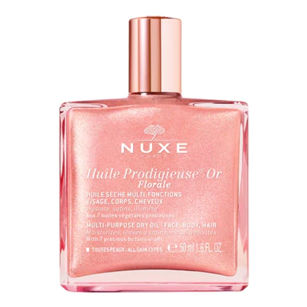 NUXE HUILE PRODIGIEUSE FLORALE OR TÖBBFUNKCIÓS ARANY- CSILLÁMOS SZÁRAZOLAJ ARCRA, TESTRE, HAJRA 50ML