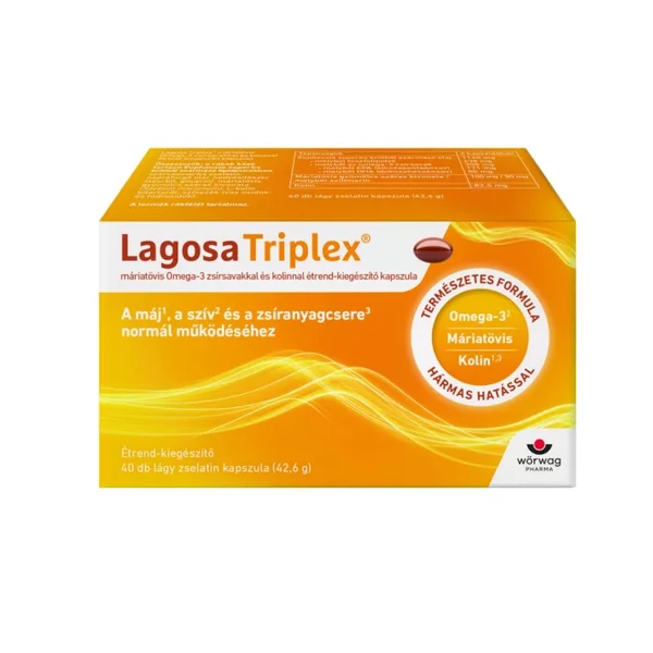 LAGOSA TRIPLEX KAPSZULA MÁRIATÖVISSEL OMEGA-3 ZSÍRSAVAKKAL ÉS KOLINNAL 40X