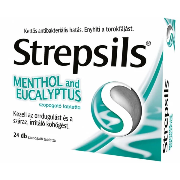 STREPSILS MENTHOL AND EUCALYPTUS SZOPOGATÓ TABLETTA 24X