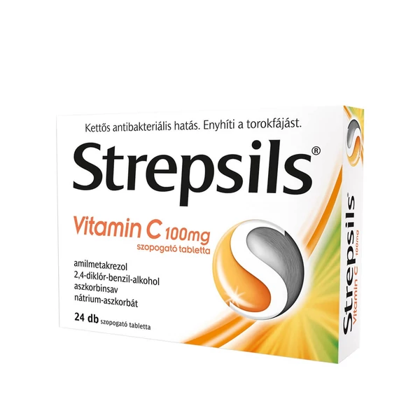 STREPSILS VITAMIN C 100MG SZOPOGATÓ TABLETTA 24X