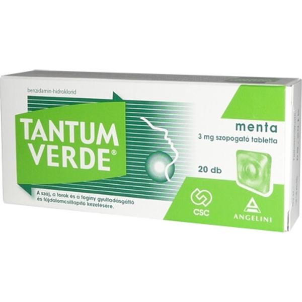 TANTUM VERDE MENTA 3MG SZOPOGATÓ TABLETTA 20X