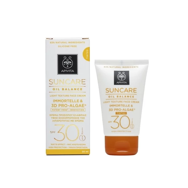 APIVITA SUN OIL-BALANCE MATTÍTÓ ARCKRÉM SZÍNEZETT SPF30 50ML