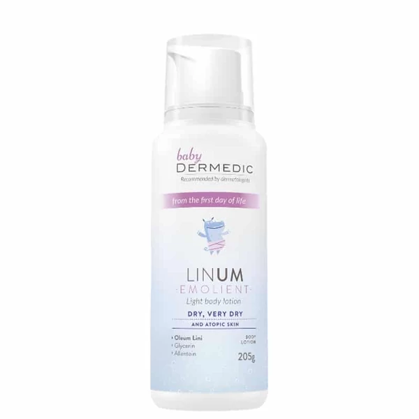 DERMEDIC LINUM EMOLIENT BABY KÖNNYŰ TESTÁPOLÓ LOTION 205ML