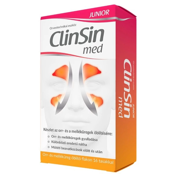 CLINSIN MED JUNIOR ORR- ÉS MELLÉKÜREGÖBLÍTŐ KÉSZLET (1DB FLAKON+16DB TASAK)