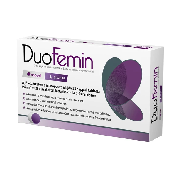 DUOFEMIN ÉTREND-KIEGÉSZÍTŐ TABLETTA VITAMINOKKAL, ÁSVÁNYI ANYAGOKKAL ÉS GYÓGYNÖVÉNYEKKEL (28X+28X)