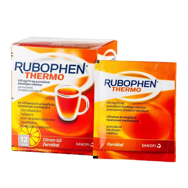 RUBOPHEN THERMO 650MG/10MG GRANULÁTUM BELSŐLEGES OLDATHOZ 12X