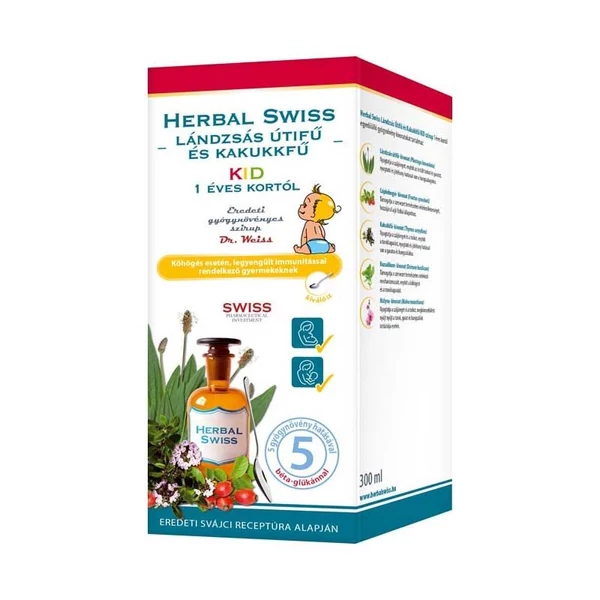 HERBAL SWISS LÁNDZSÁS ÚTIFŰ ÉS KAKUKKFŰ KID FOLYÉKONY ÉTREND-KIEGÉSZÍTŐ 300ML